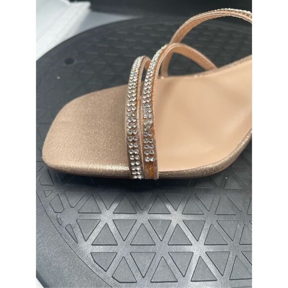 DREAM PAIRS Women's Gold Rhinestone Block Heels Square Open Toe Ankle Strap Sz 7 - Picture 10 of 11